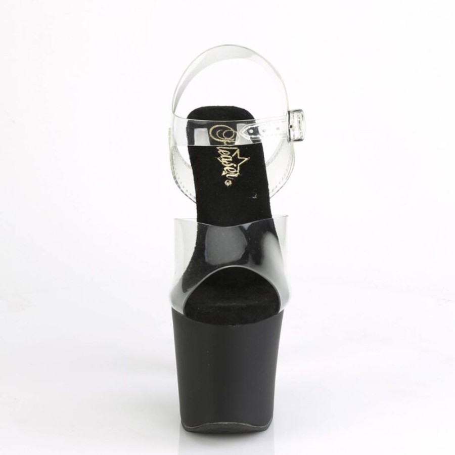 High Heels Pleaser | Pleaser Irongrip-708 Plateau Sandaletten Transparent Silber