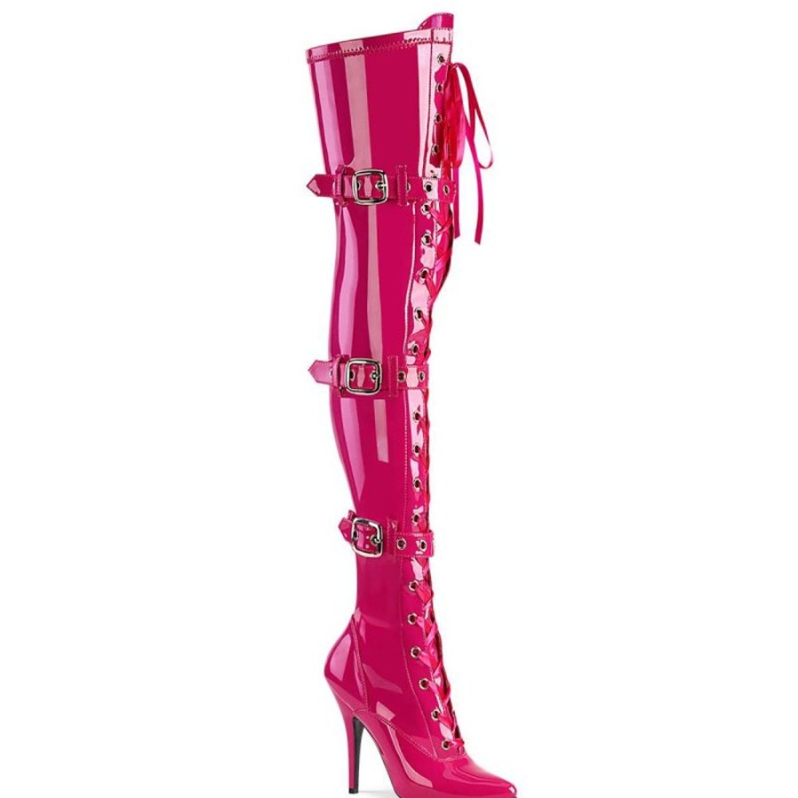 High Heels Pleaser | Pleaser Seduce-3028 Overknee Stiefel Lack Pink