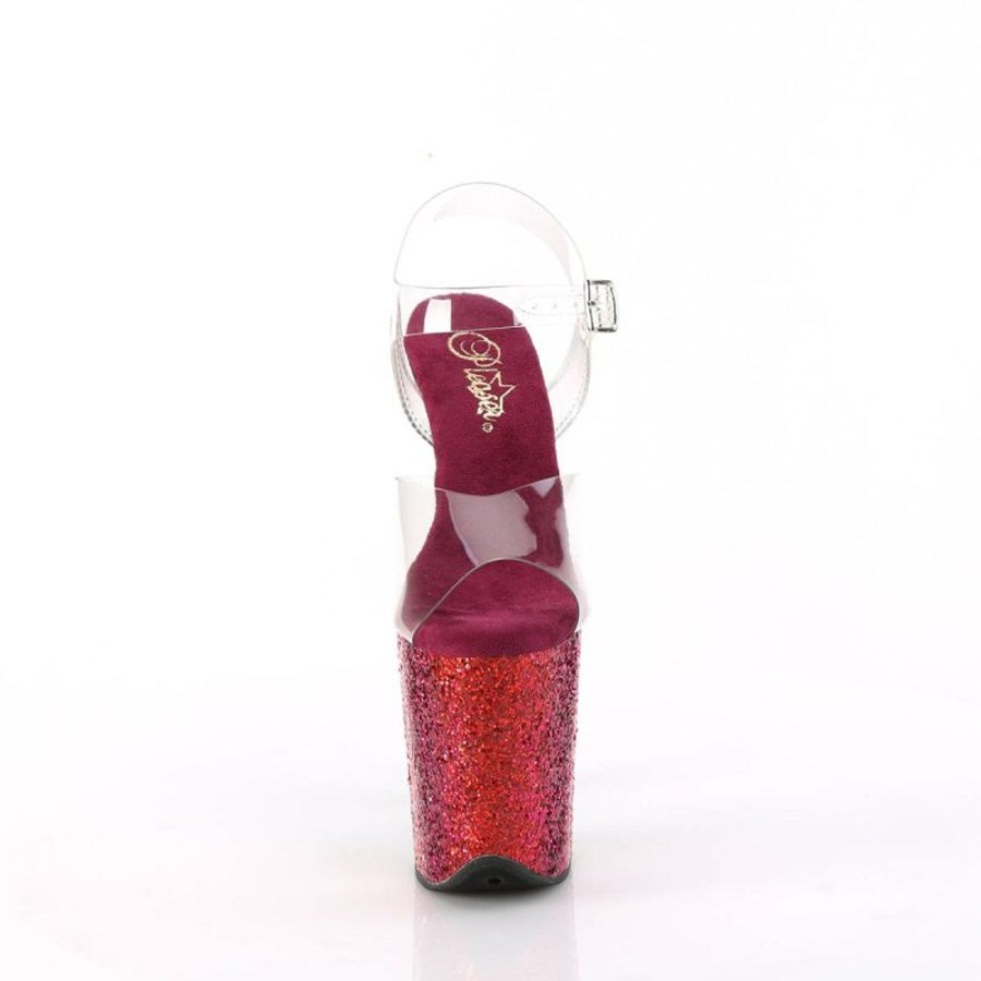 High Heels Pleaser | Pleaser Flamingo-808Rbg Plateau Sandaletten Glitter Transparent Bunt