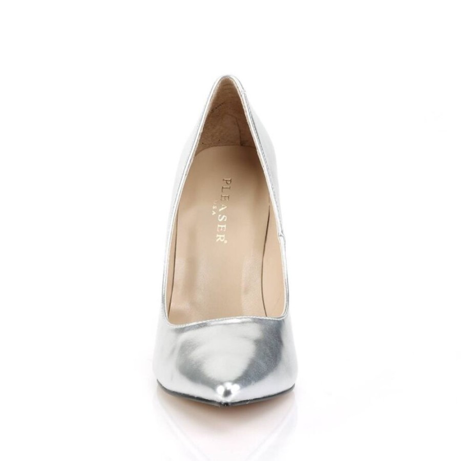 High Heels Pleaser | Pleaser Classique-20 Pumps Metallic Silber