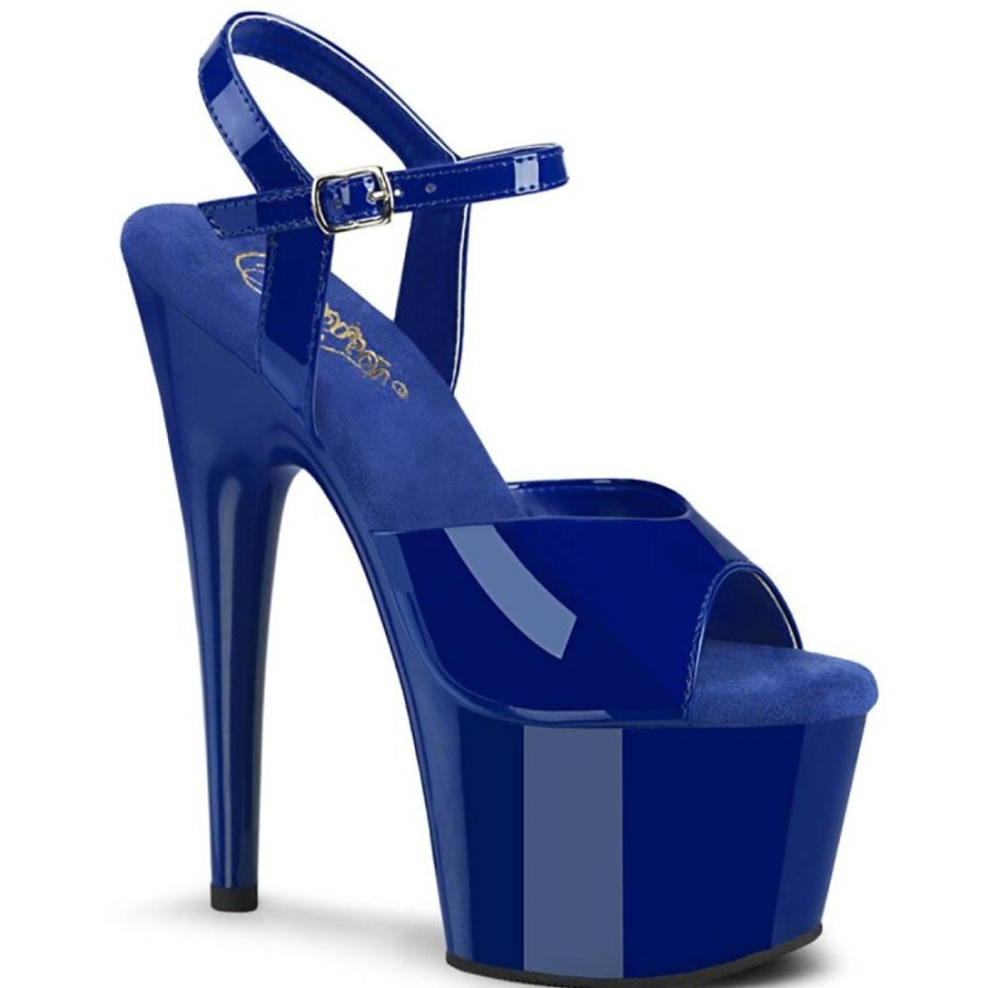 High Heels Pleaser | Pleaser Adore-709 Plateau Sandaletten Lack Blau