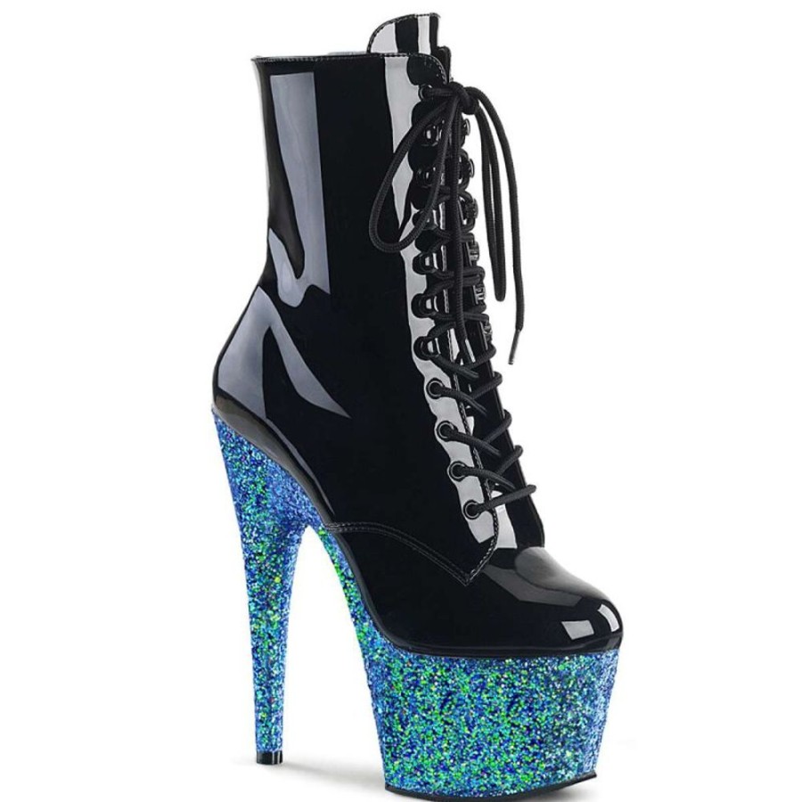 High Heels Pleaser | Pleaser Stiefelette Adore-1020Lg Schwarz Blau Glitter