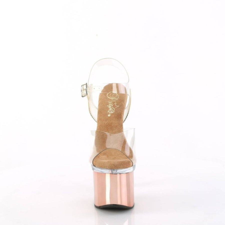 High Heels Pleaser | Pleaser Esteem-708 Plateau Sandaletten Chrom Rose-Gold