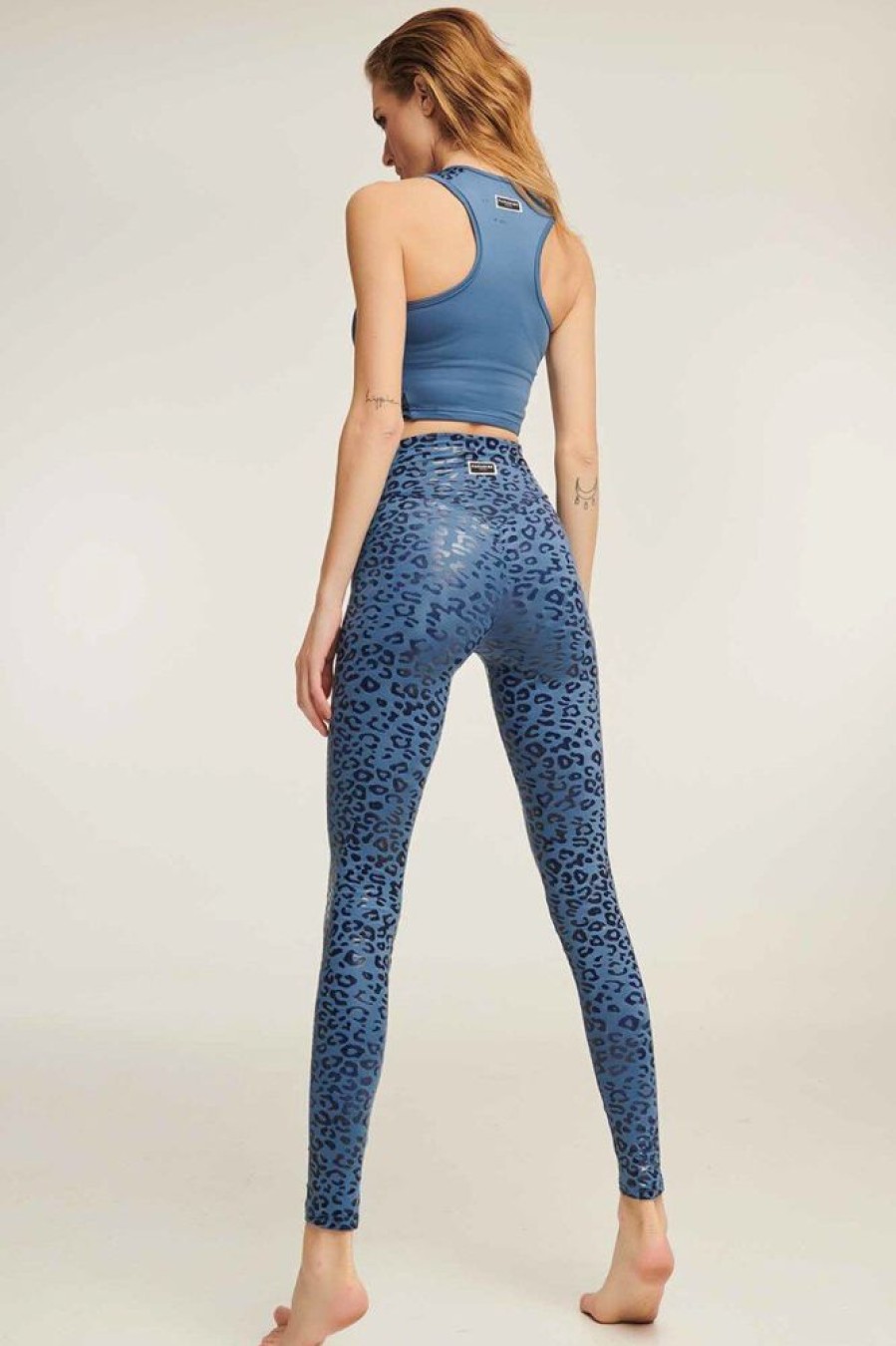 Pole Dance Kleidung Paradise Chick | Paradise Chick Leggings Superhero Sticky High Waist Leopard Dusty Blue