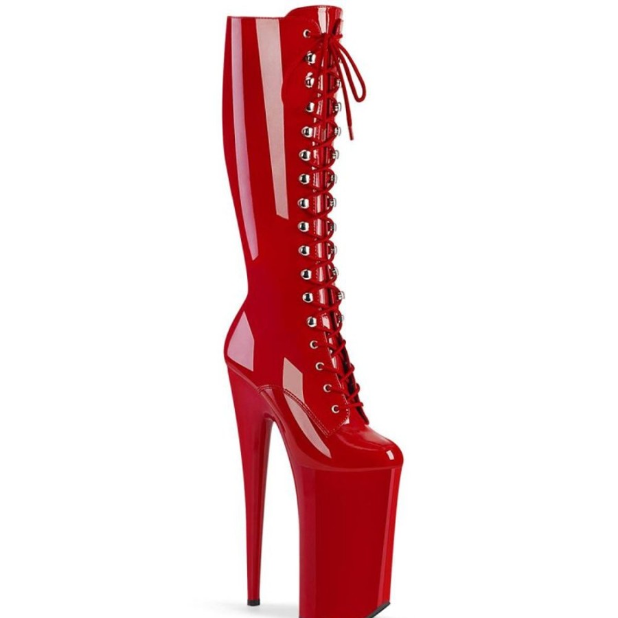 High Heels Pleaser | Pleaser Beyond-2020 Plateau Stiefel Lack Rot