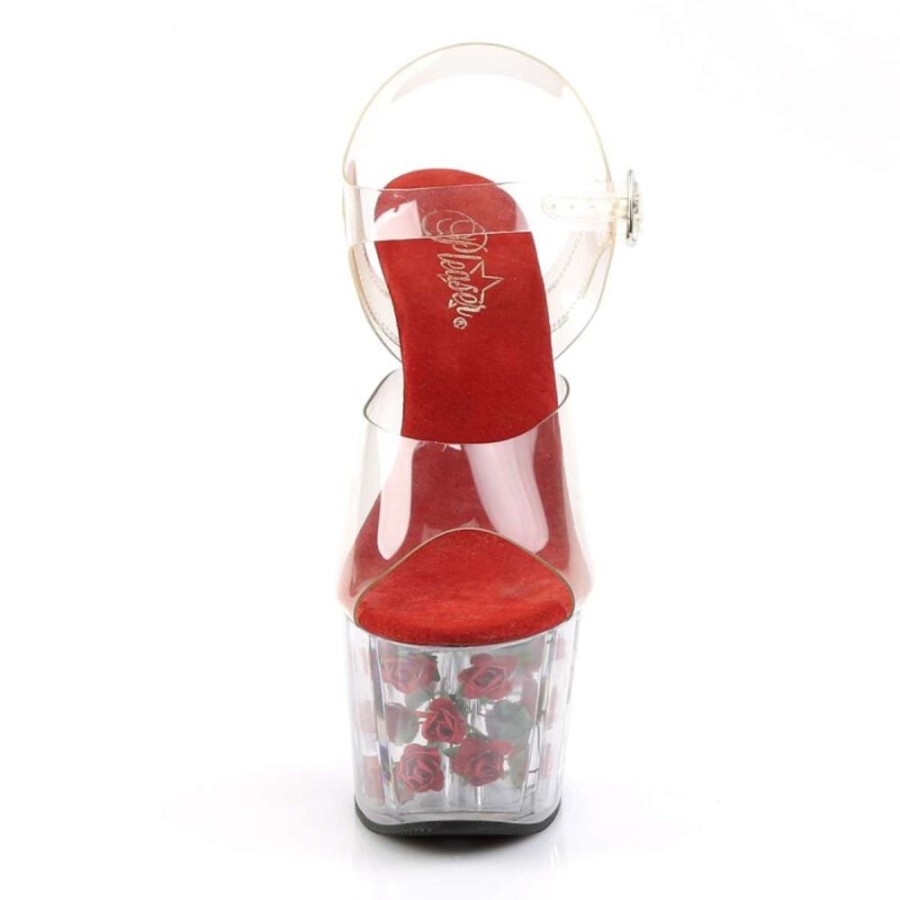 High Heels Pleaser | Pleaser Sandalette Adore-708Fl Transparent Rot