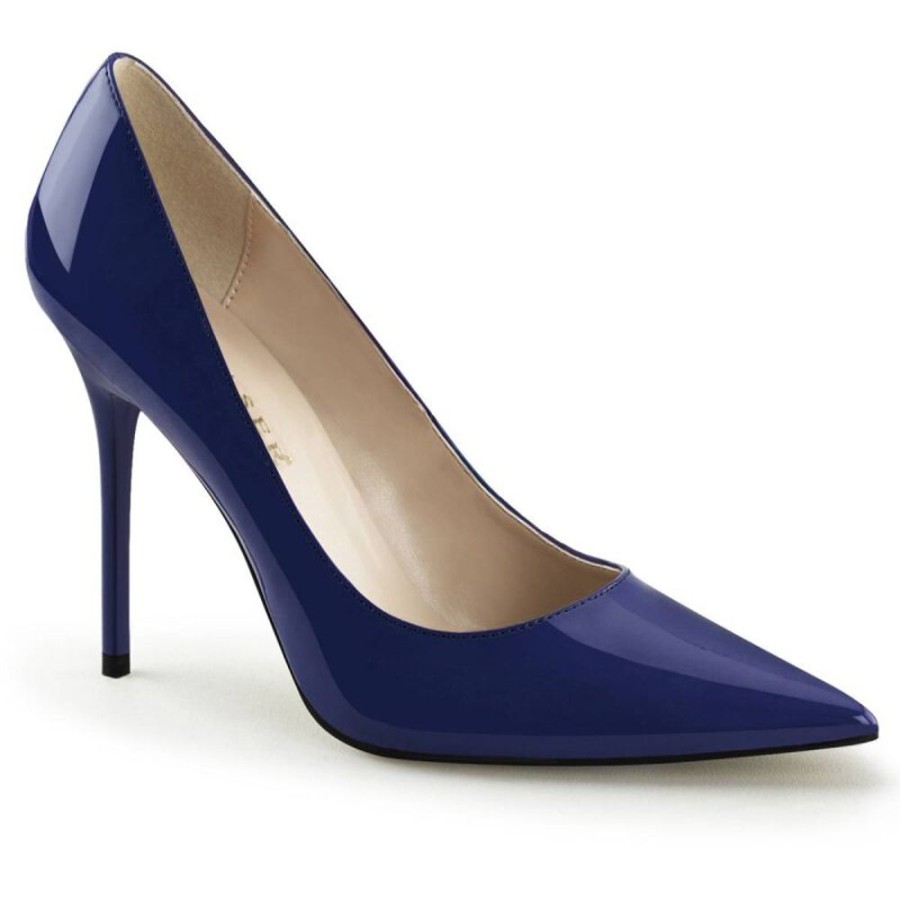 High Heels Pleaser | Pleaser Classique-20 Pumps Lack Blau