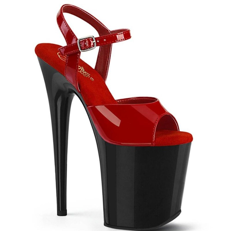 High Heels Pleaser | Pleaser Flamingo-809 Plateau Sandaletten Lack Rot