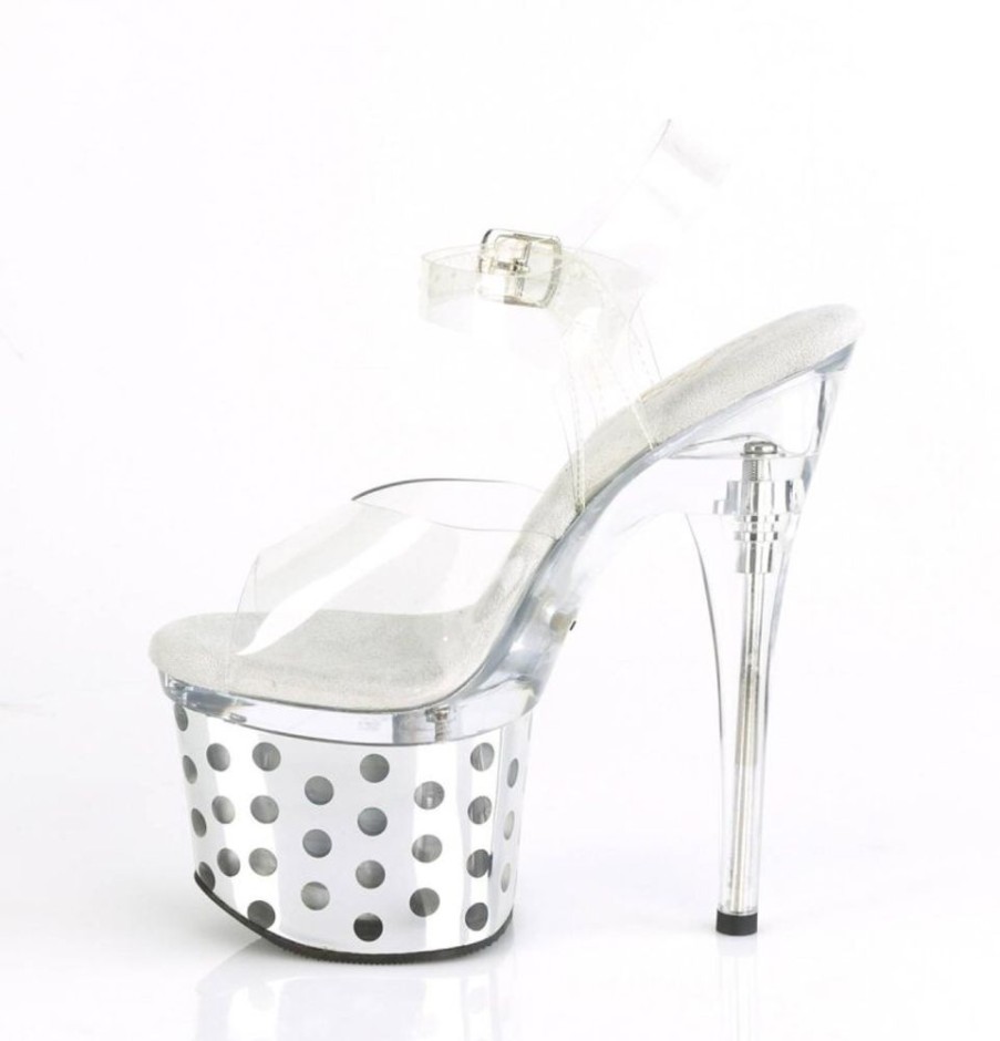 High Heels Pleaser | Pleaser Discolite-708Dots Plateau Sandaletten Transparent Bunt