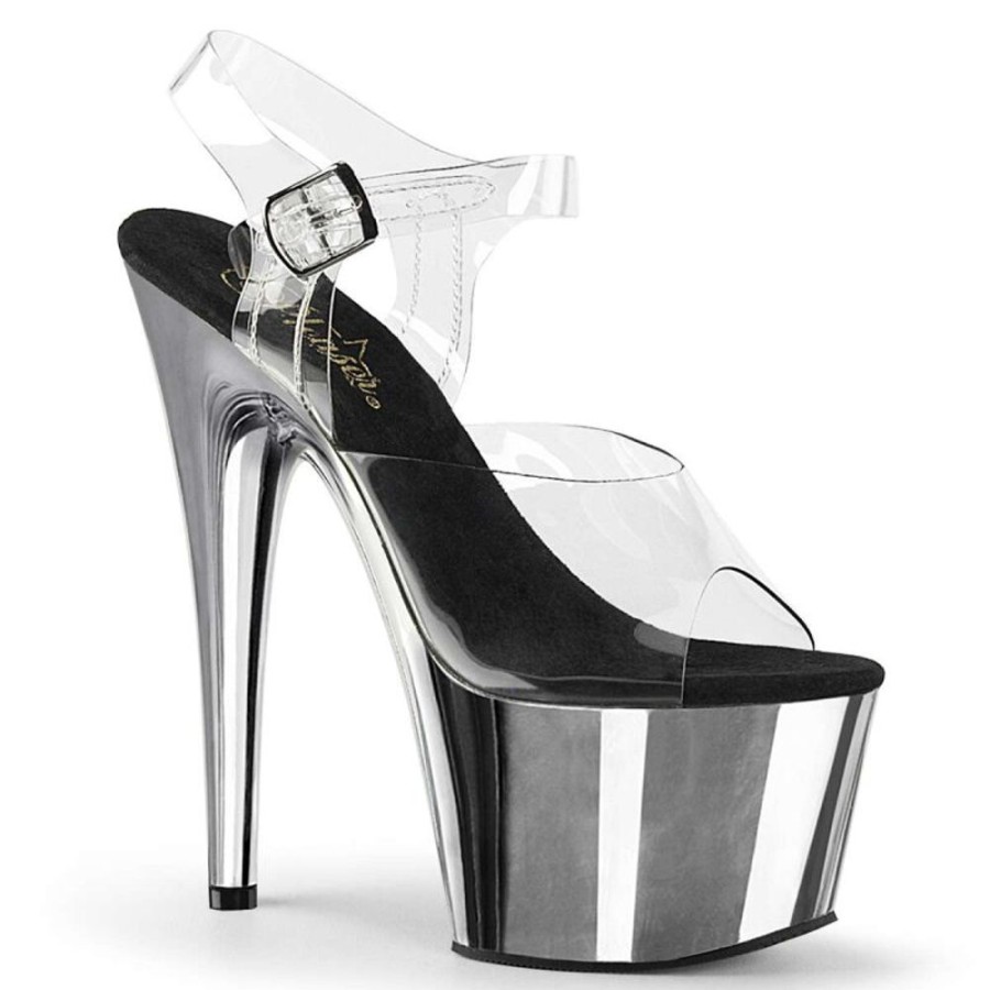 High Heels Pleaser | Pleaser Sandalette Adore-708 Transparent Silber Chrom