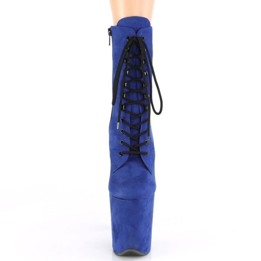 High Heels Pleaser | Pleaser Flamingo-1020Fs Plateau Stiefeletten Kunstliches Wildleder Blau