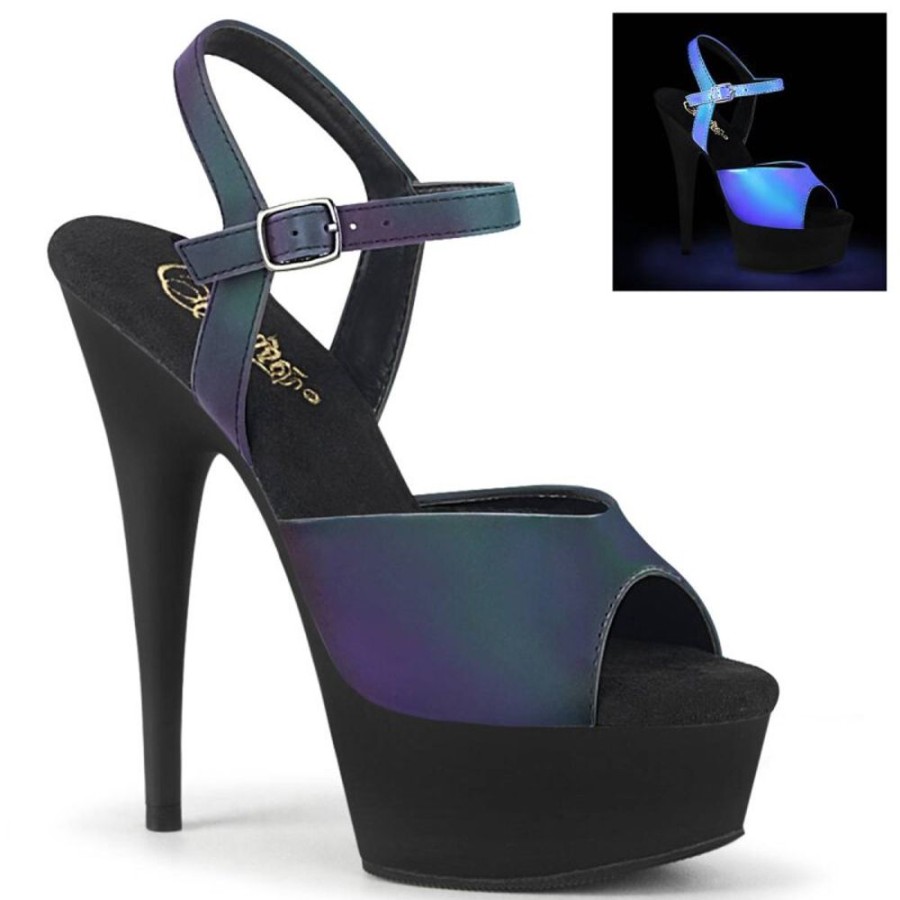 High Heels Pleaser | Pleaser Delight-609Refl Plateau Sandaletten Reflektion Grun