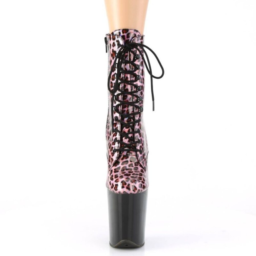 High Heels Pleaser | Pleaser Flamingo-1020Lp Plateau Stiefeletten Holo Lack Pink