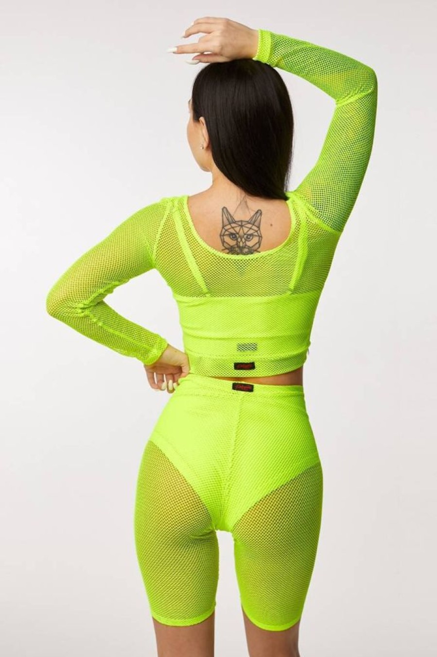 Pole Dance Kleidung Polerina | Polerina Top Jaya Grobe Maschen Neon Yellow