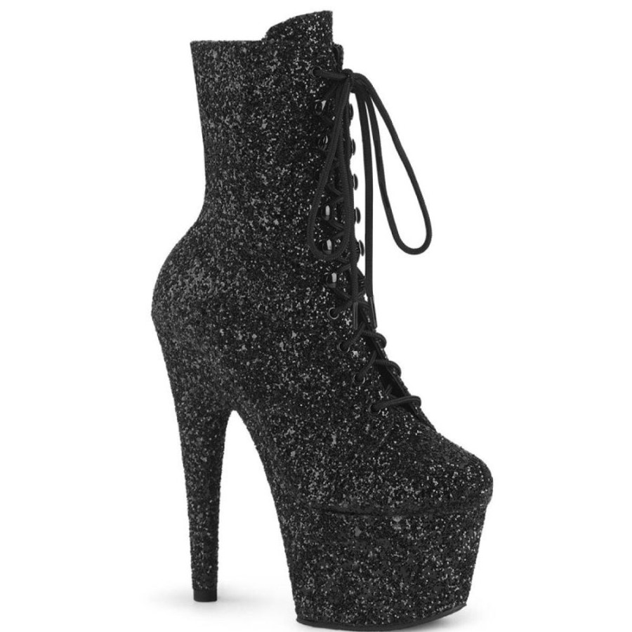 High Heels Pleaser | Pleaser Adore-1020Gwr Plateau Stiefeletten Glitter Schwarz