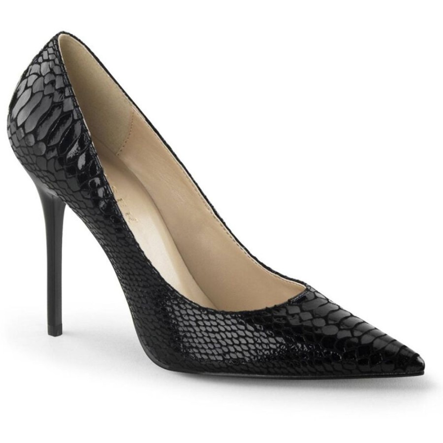 High Heels Pleaser | Pleaser Classique-20Sp Pumps Snake Schwarz