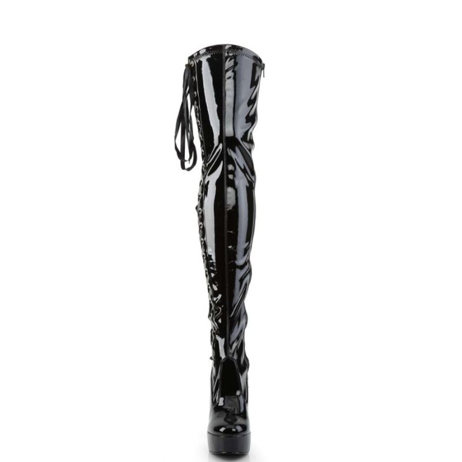 High Heels Pleaser | Pleaser Overknee Stiefel Electra-3050 Schwarz