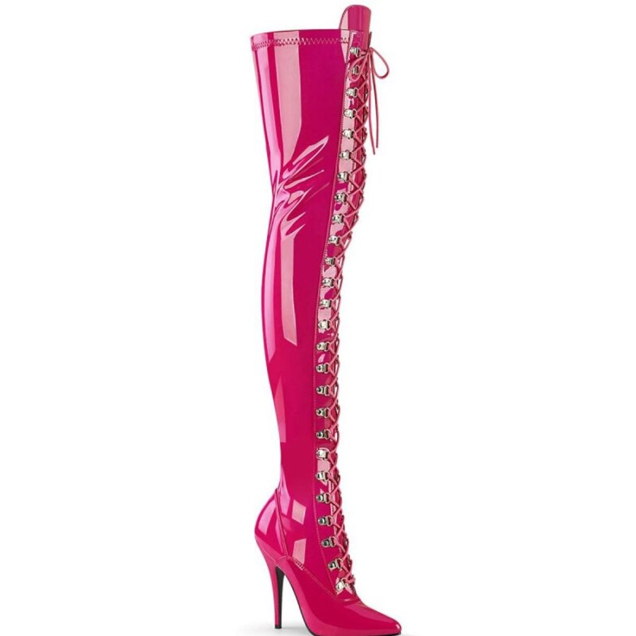 High Heels Pleaser | Pleaser Seduce-3024 Overknee Stiefel Lack Pink