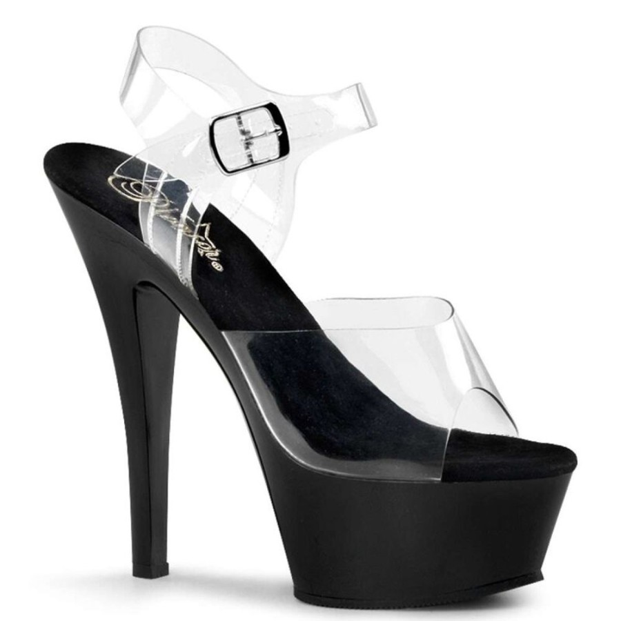 High Heels Pleaser | Pleaser Sandalette Kiss-208 Transparent Schwarz