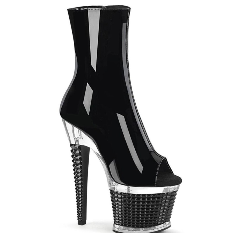 High Heels Pleaser | Pleaser Spectator-1012 Plateau Stiefeletten Lack Schwarz