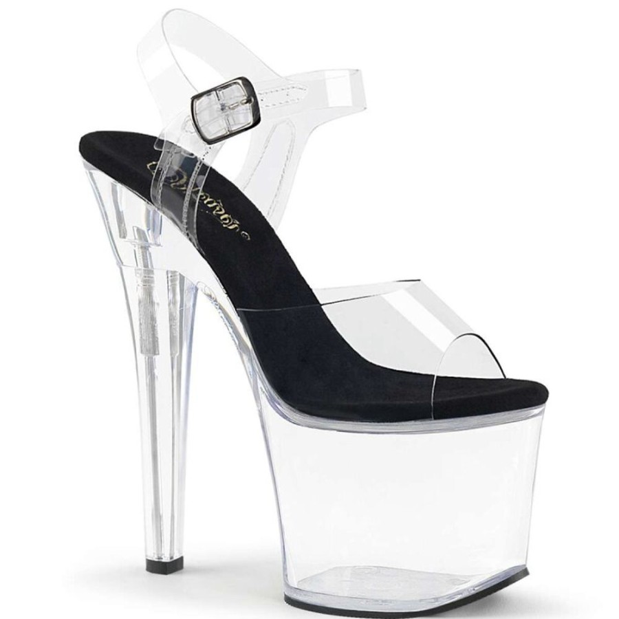 High Heels Pleaser | Pleaser Sandalette Radiant-708 Transparent Schwarz