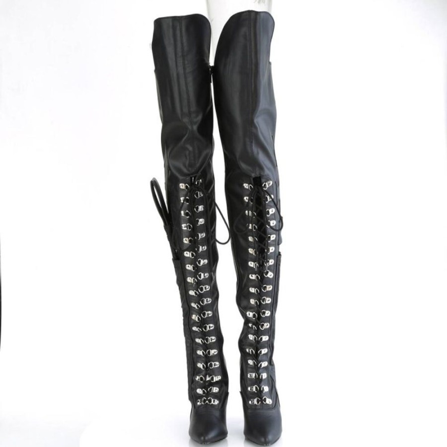 High Heels Pleaser | Pleaser Seduce-3082 Overknee Stiefel Kunstleder Schwarz