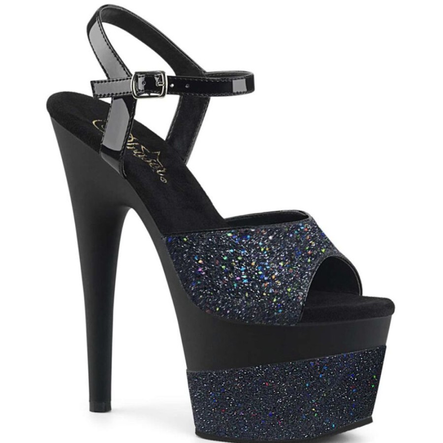 High Heels Pleaser | Pleaser Sandalette Adore-709-2G Schwarz Multi Glitter