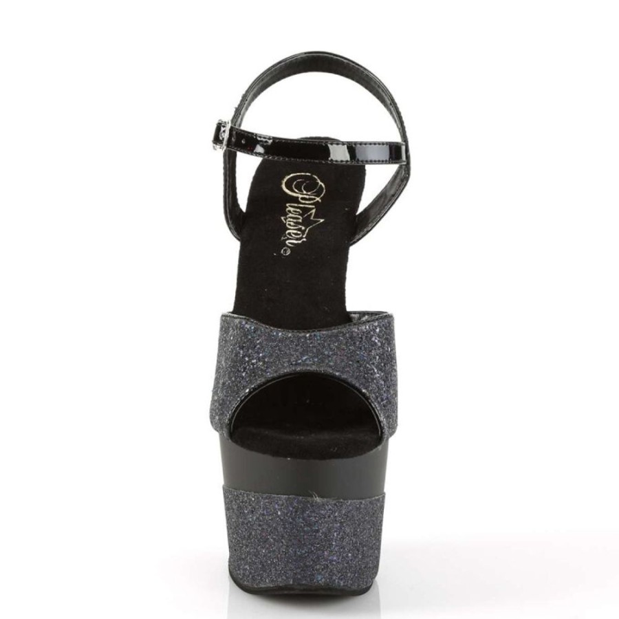 High Heels Pleaser | Pleaser Sandalette Adore-709-2G Schwarz Multi Glitter