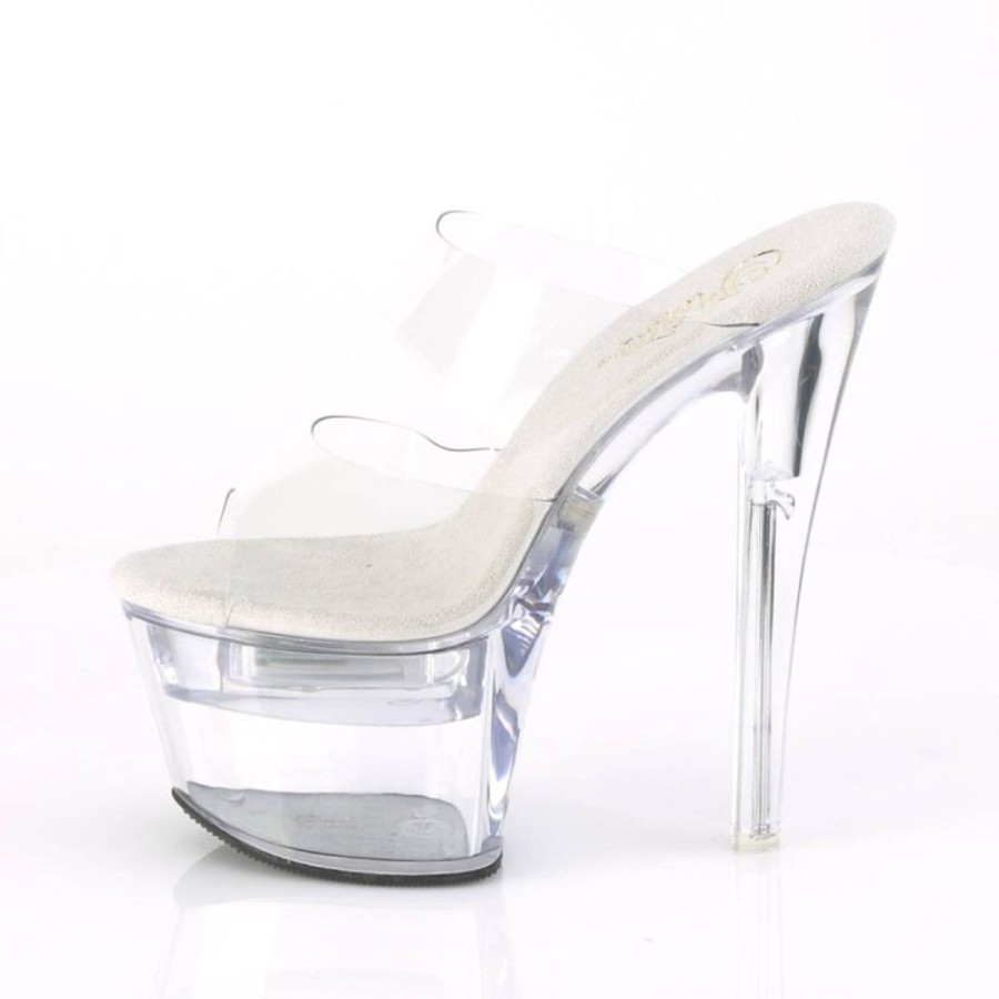 High Heels Pleaser | Pleaser Flashdance-702 Plateau Pantoletten Transparent Bunt