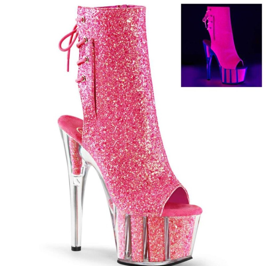 High Heels Pleaser | Pleaser Stiefelette Adore-1018G Neon-Pink Glitter