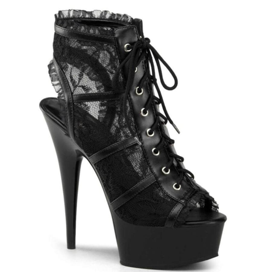 High Heels Pleaser | Pleaser Stiefelette Delight-696Lc Schwarz