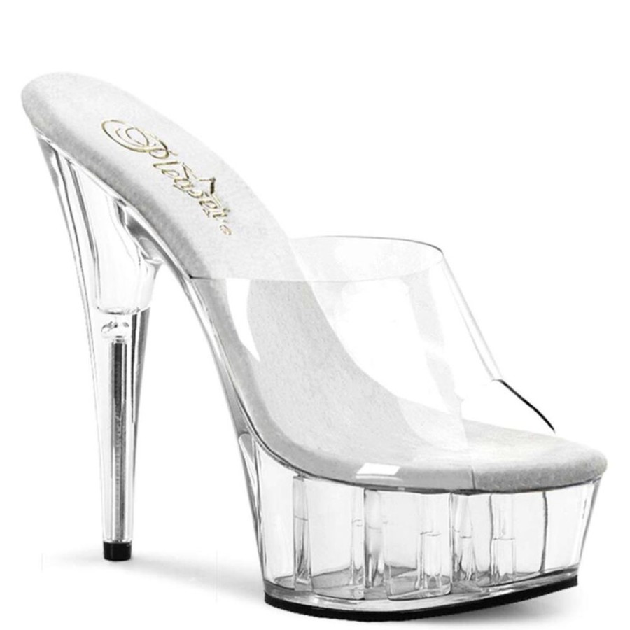 High Heels Pleaser | Pleaser Pantolette Delight-601 Transparent Silber