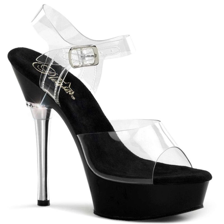 High Heels Pleaser | Pleaser Sandalette Allure-608 Transparent Schwarz