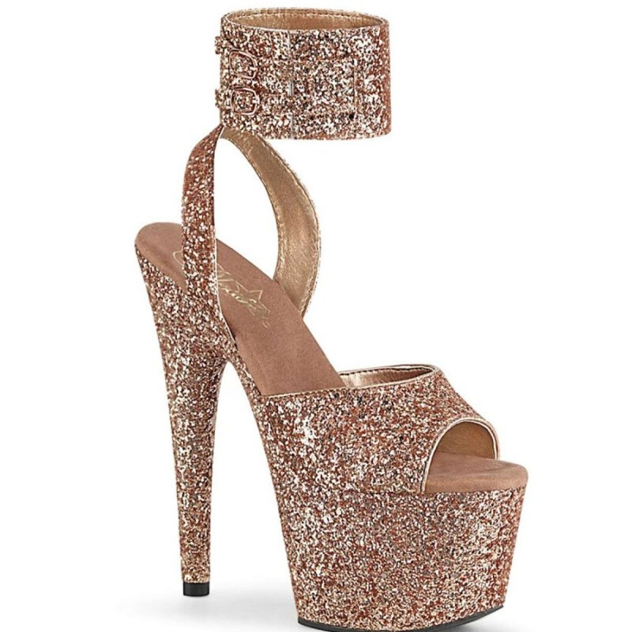 High Heels Pleaser | Pleaser Sandalette Adore-791Lg Rose-Gold Glitter