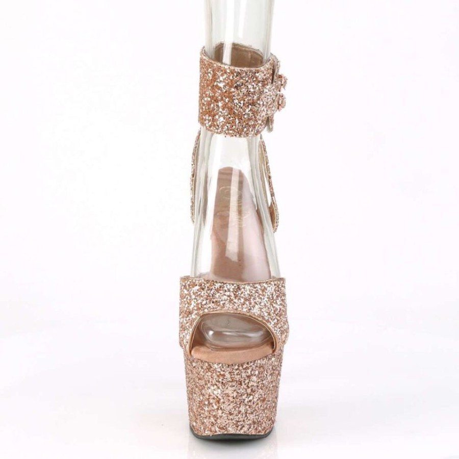 High Heels Pleaser | Pleaser Sandalette Adore-791Lg Rose-Gold Glitter