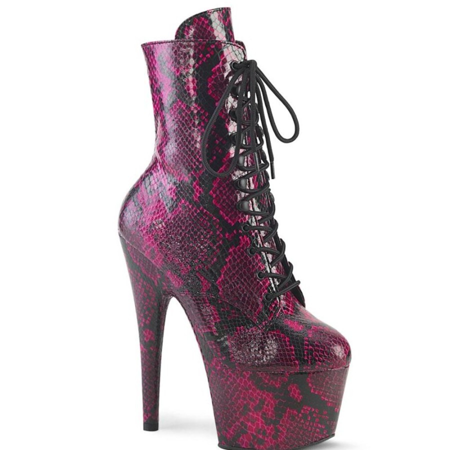 High Heels Pleaser | Pleaser Adore-1020Spwr Plateau Stiefeletten Snake Pink