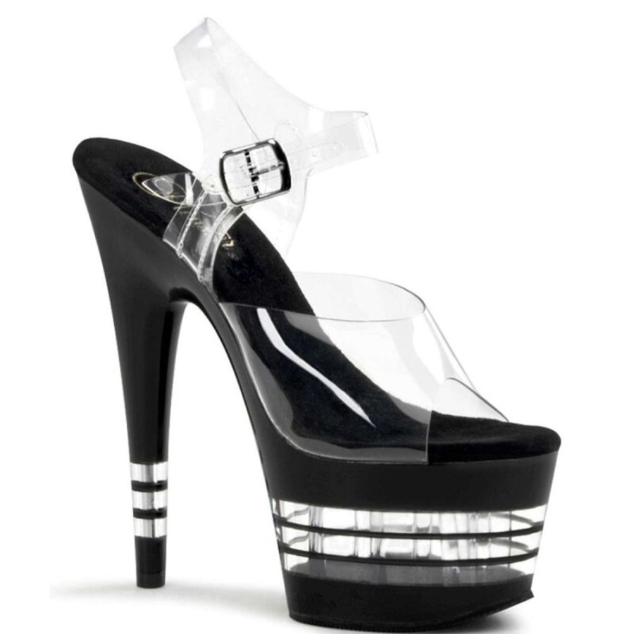 High Heels Pleaser | Pleaser Sandalette Adore-708Ln Transparent Schwarz