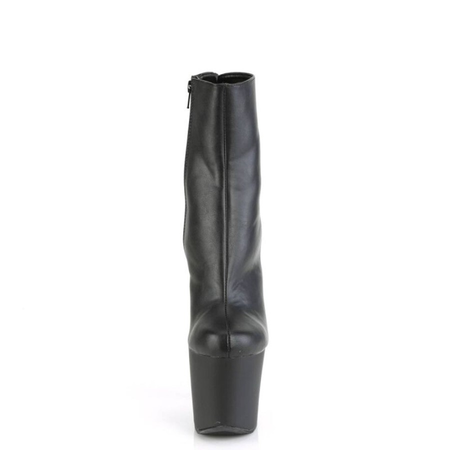 High Heels Pleaser | Pleaser Irongrip-1042 Plateau Stiefeletten Kunstleder Schwarz