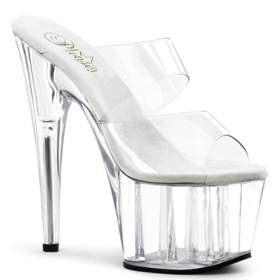 High Heels Pleaser | Pleaser Pantolette Adore-702 Transparent Silber