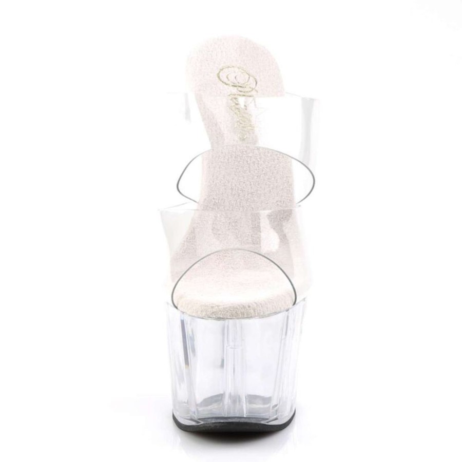 High Heels Pleaser | Pleaser Pantolette Adore-702 Transparent Silber