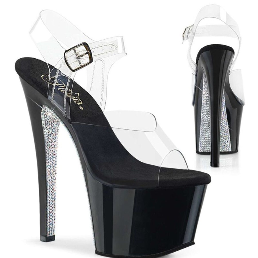 High Heels Pleaser | Pleaser Sandalette Sky-308Crs Transparent Schwarz