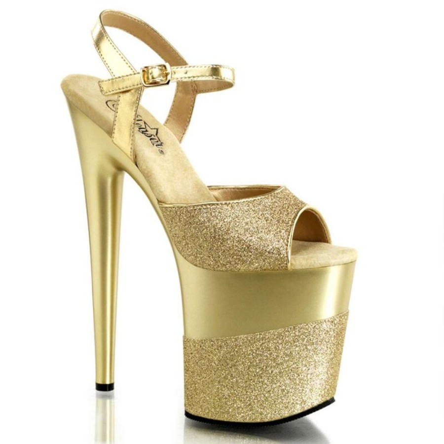 High Heels Pleaser | Pleaser Sandalette Flamingo-809-2G Gold Glitter