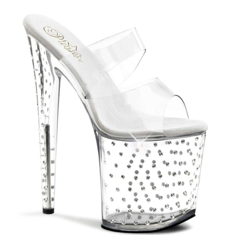 High Heels Pleaser | Pleaser Pantolette Stardust-802 Transparent Silber