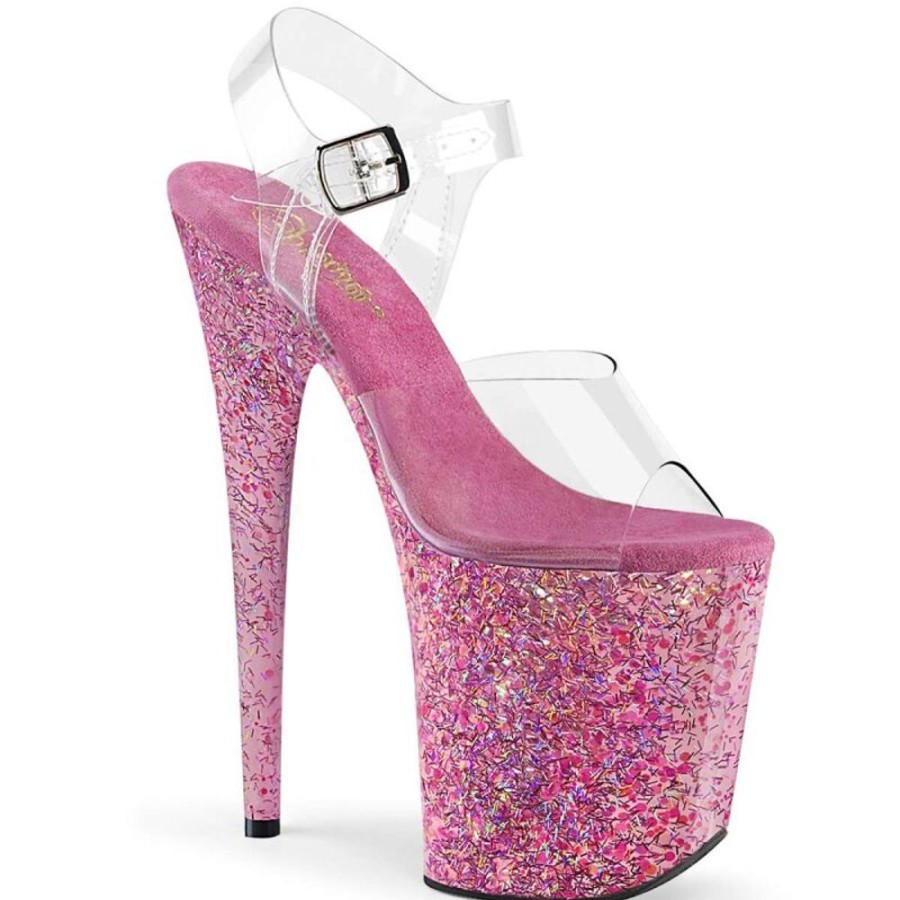 High Heels Pleaser | Pleaser Sandalette Flamingo-808Cf Transparent Pink