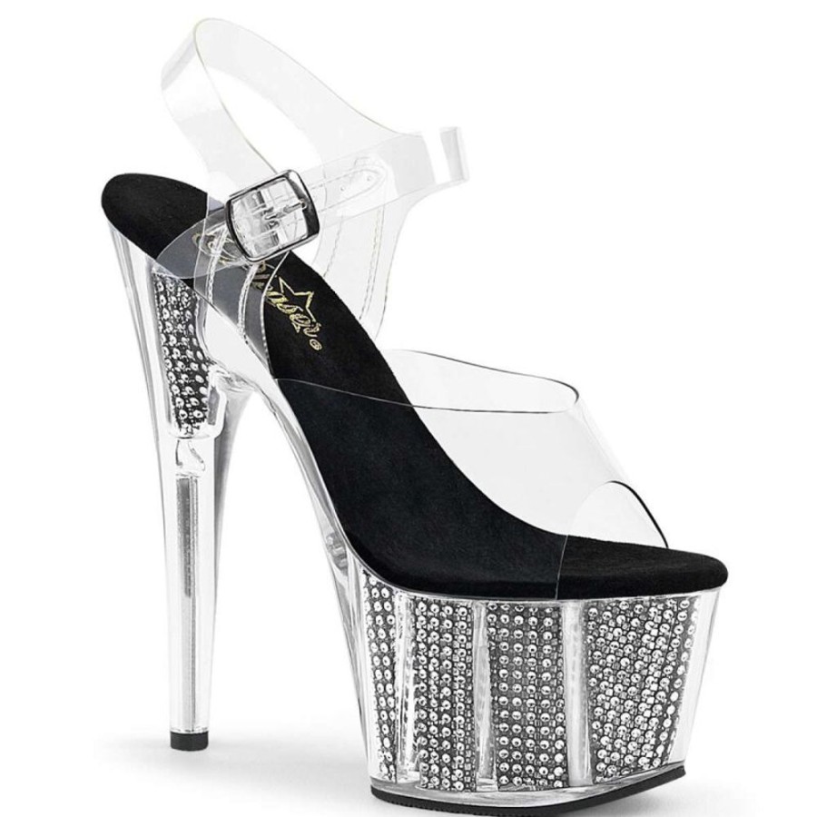 High Heels Pleaser | Pleaser Sandalette Adore-708Srs Transparent Silber