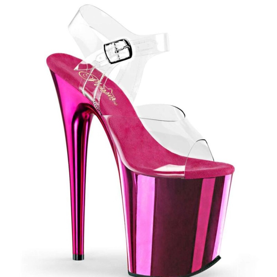 High Heels Pleaser | Pleaser Sandalette Flamingo-808 Transparent Pink Chrom