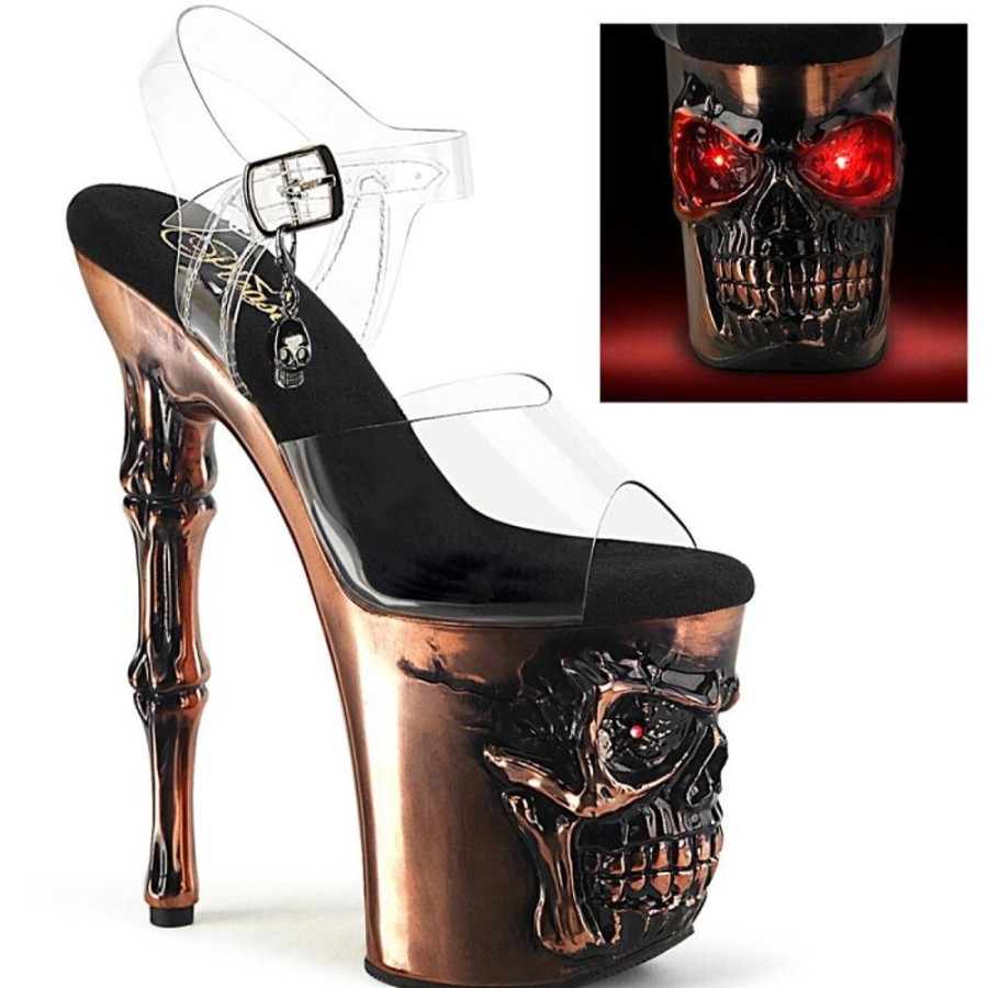 High Heels Pleaser | Pleaser Rapture-808-Lt Plateau Sandaletten Transparent Rose-Gold