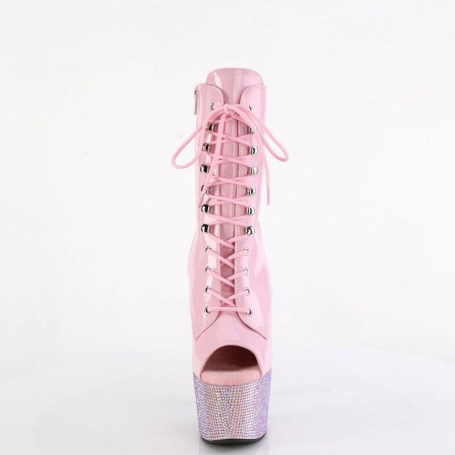 High Heels Pleaser | Pleaser Bejeweled-1021-7 Plateau Stiefeletten Holo Strass Rosa