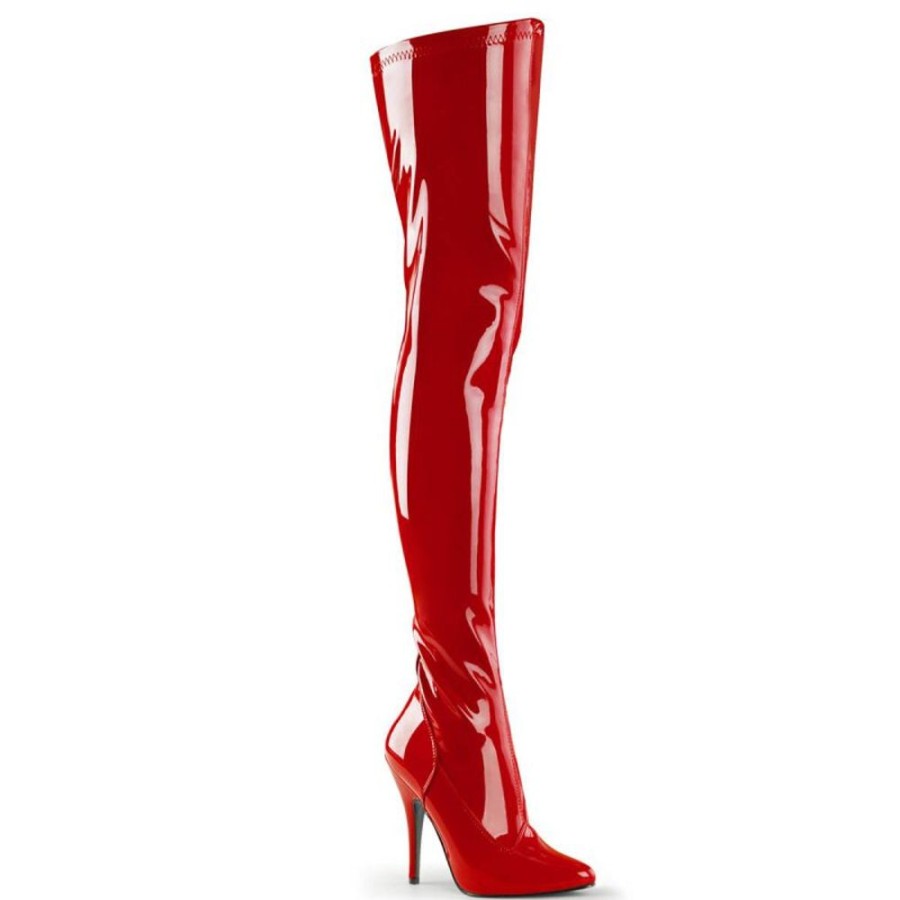 High Heels Pleaser | Pleaser Seduce-3000 Overknee Stiefel Lack Rot