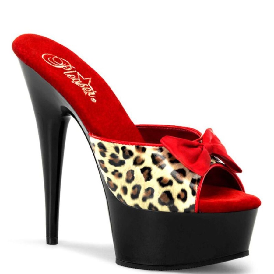 High Heels Pleaser | Pleaser Pantolette Delight-601-6 Leopard Schwarz